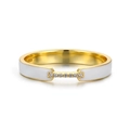 Minimalist S925 sterling silver gold-plated ring with white enamel and row of small diamonds - US Size 9 / Gold White (White Zirconia)