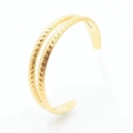Elegant gold double-layered twisted rope open bangle with adjustable minimalist design - Adjustable Open / Gold