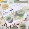 Retro Punktaufkleber in Waldgrün und Khaki aus Washi-Material für DIY-Scrapbooking - Weidenzweige