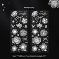 Retro PET flower stickers with white line botanical patterns for scrapbooking decor - Springtime Under The Moon