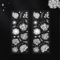 Retro PET silver peony flower stickers set with elegant metallic finish on black background - Peony Under The Moon