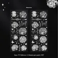 Silver floral PET stickers featuring roses and butterflies on a black background - Moonlight Rose