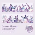 Dream Flower PET tape featuring purple watercolor floral and butterfly patterns - Dreamy Flowers