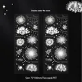 Moonlight Daisy PET floral stickers with silver foil lines, set of 2, 75x180mm - Daisy Under The Moon