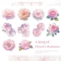 Pack de pegatinas de PET con flores rosas y moradas para decoración de diarios - Canción de Amor de Flores