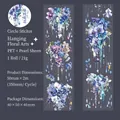 Blue and purple orchid floral PET tape with shell light finish and crystal tassels - Hanging Floral Art