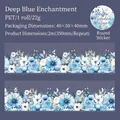 Blue winter floral PET tape 50mm x 2m for craft decoration, Deep Blue Dream theme - Deep Blue Mystery