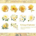 Paquete de 20 pegatinas de PET de flores amarillas con rosas y girasoles para scrapbooking - Canción Radiante