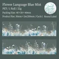 Blauwe mist bloemen PET decoratieve tape uit de Snow Garden winterplanten collectie - Bloemen Blauwe Mist