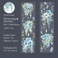 Nastro PET floreale blu con finitura cangiante e motivo a pendente di cristallo per hobby - Paesaggio Floreale