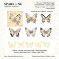Radiant Stardust butterfly PET stickers with holographic gold laser and shell light effects - Sparkling Star Dust