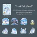 Fairy forest PET stickers with shell light finish featuring 8 dreamlike blue designs - Lost Dream