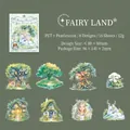 Fairy Forest PET stickers with shell light finish for DIY scrapbooking, 16 pieces - Magical Green Field