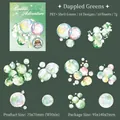 Lot de stickers en PET translucide effet nacré avec motifs de bulles aquarelle vertes - 3 Ombre Verte Tachetée