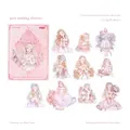 Bouquet Girl PET-Sticker-Set mit Goldfolienprägung und Glitzer für Dekoration - Blumenstrauß-Mädchen