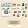 Artistic oil painting style stamp stickers set with floral landscapes for DIY journals - Warm Ink Scenery