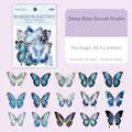 Set di adesivi farfalla blu in PET per scrapbooking con 15 design estetici unici - Regno Segreto Blu Profondo
