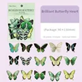 Adesivi farfalla in PET impermeabili in verde e oro per decorazioni fai-da-te - Cuore di Farfalla Brillante