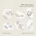 Weiße Vintage-Blumen-PET-Sticker mit Lilien- und Schmetterlingsmotiven für DIY-Journale - Weißer Taubentext(F2-01-04)
