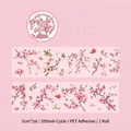 Pink peach floral PET decorative tape, 5cm wide with watercolor blossom pattern - Pink Peach