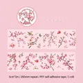 Roze perzikbloesem PET-tape, 5cm breed met een prachtig aquarel bloemmotief - Roze Perzik