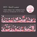 Ruban PET à motifs de cœurs roses avec fini brillant pour décoration créative - Cœurs Volants