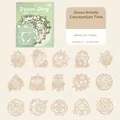Greenery Time laser-cut decorative stickers set with 15 vintage botanical and floral motifs - Greenery Artistic Conception Time