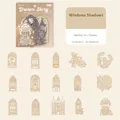 Vintage window frame hollow paper stickers with floral designs for scrapbooking 15pcs - Window Shadow Joyful Drawing