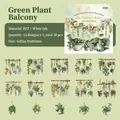 Set de 30 pegatinas de PET vintage plantas de balcón para decorar diarios - Balcón Verde