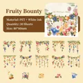 Nature's Sound Series PET stickers featuring vintage watercolor fruit wreath designs - Fruit Medley
