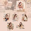 Set de 10 pegatinas de PET Coffee Time con ilustraciones de chicas y flores decorativas - Hora del Café