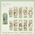 Set de 10 pegatinas PET vintage Green Dream flores y chicas para decorar scrapbooking - Oda al Jardín - Sueño Verde