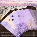 Retro purple scrapbooking set with tulle, paper and wooden buttons for DIY projects - Floating Dream - Twilight Purple