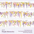 Cinta de papel Washi Purple Memories con motivos de jardín floral y bucle de 1m - Recuerdos Púrpuras