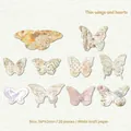 Retro 3D butterfly stickers in white kraft paper featuring 10 vintage collage designs - Dreamy Butterfly Heart Words