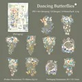 Gilded butterfly PET stickers set for scrapbooking and creative floral journaling - Flying Butterfly Theme