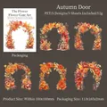 Pegatinas PET Puerta de otoño con cinco diseños florales vintage en color naranja - Puerta de Otoño