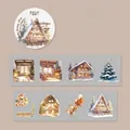 Christmas theme PET tape with watercolor illustrations of snowy cabins and reindeer - Christmas Song