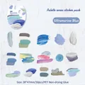 Set di 30 adesivi in PET stile pittura a olio oltremare per scrapbooking e decori - Oltremare