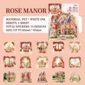 Rose Manor vintage PET stickers featuring floral windows and European architecture - Rose Manor
