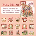 Pegatinas PET vintage Rose Manor con ventanas florales y arquitectura europea - Mansión de Rosas