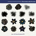 Retro Night Flower stickers in Moon Dance style with gold foil accents on PET material - Flower Dance Under Moon