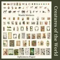 Set de scrapbooking naturaleza retro con 200 hojas de pegatinas vintage de animales - Criaturas del Mundo