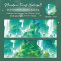 Cinta PET de bosque y cascada con efecto de brillo para decoración de diarios - Cascada del Bosque de Montaña