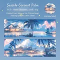 Ruban adhésif PET décoratif scintillant avec motifs de paysages marins et palmiers - Cocotier au Bord de la Mer