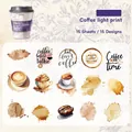 Set di adesivi retrò a tema caffè con tazze acquerello e latte art per scrapbooking - Traccia Leggera di Caffè