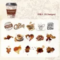 Set di adesivi vintage a tema caffè per scrapbooking con chicchi e macchie deco - Tintura di Caffè