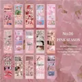 Pink Season scenery stickers, 15-piece pack for scrapbooking, art scenery theme - Pink Season