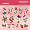 Starry Retro PET stickers in maple red with floral and butterfly gold stamping - Embroidery Series Maple Red