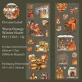 Winter theme PET decorative tape with cozy warm orange lifestyle illustrations 2m roll - Warm Orange
